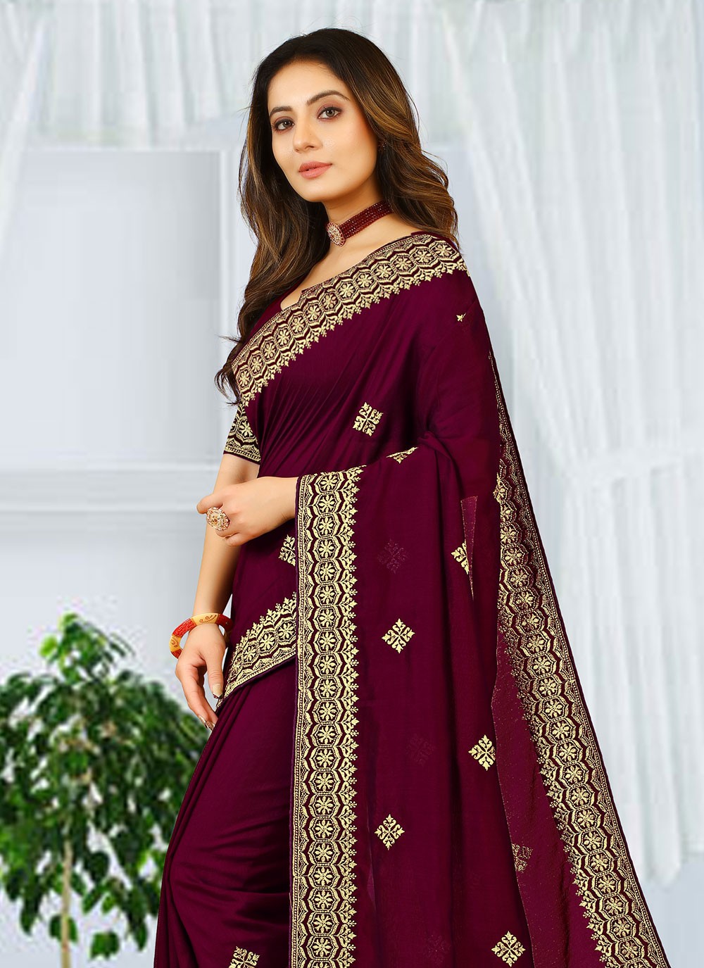 Classic Embroidered Georgette Saree - S2738