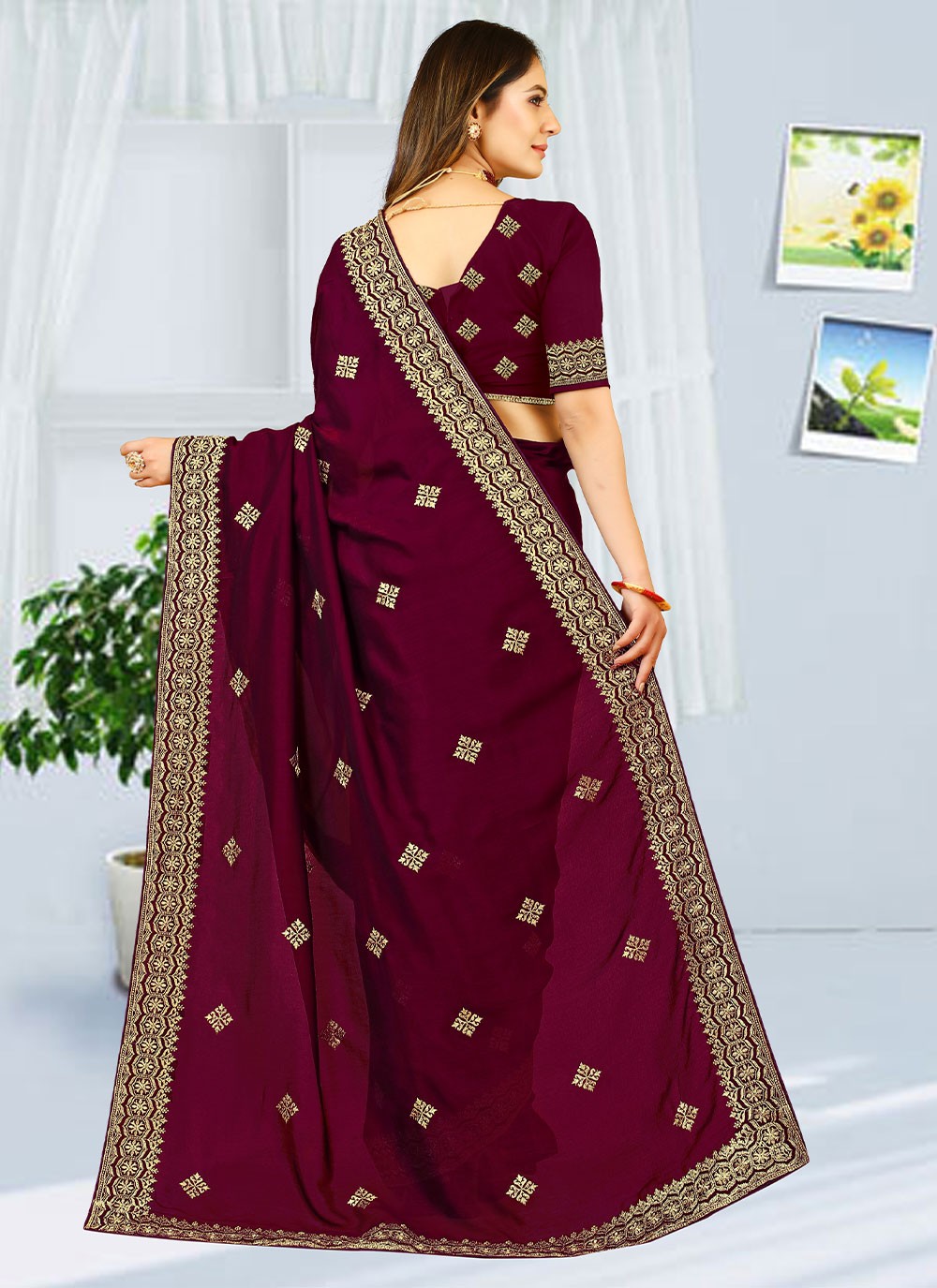 Classic Embroidered Georgette Saree - S2738