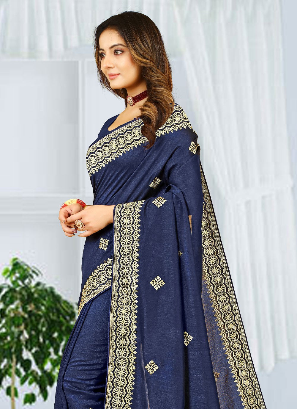 Classic Embroidered Georgette Saree - S2738