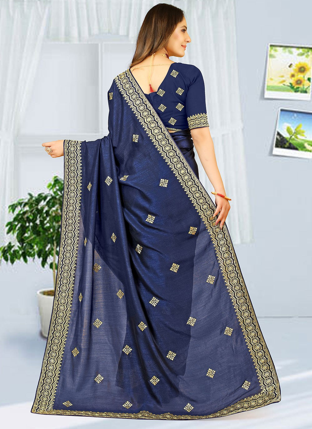 Classic Embroidered Georgette Saree - S2738