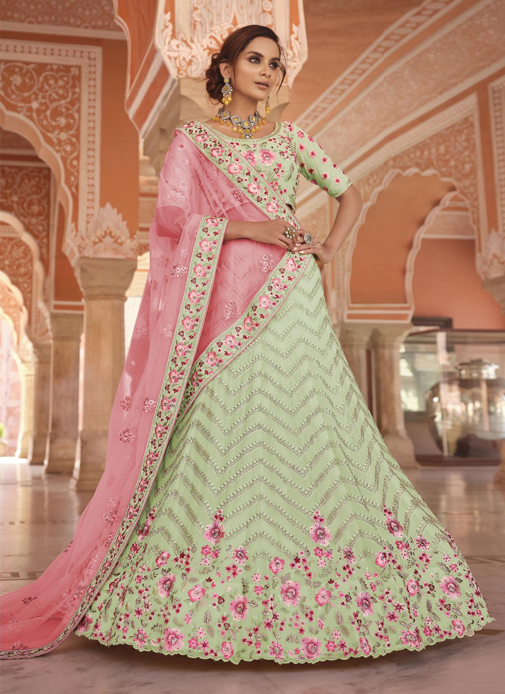 Mirror Art Silk A - Line Lehenga - L0386