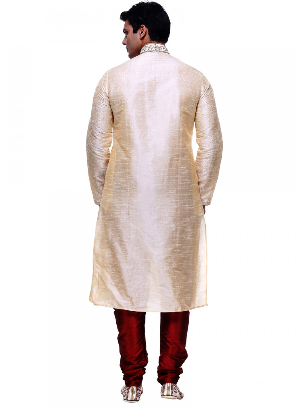 Plain Silk Cream Kurta Pyjama - M1014