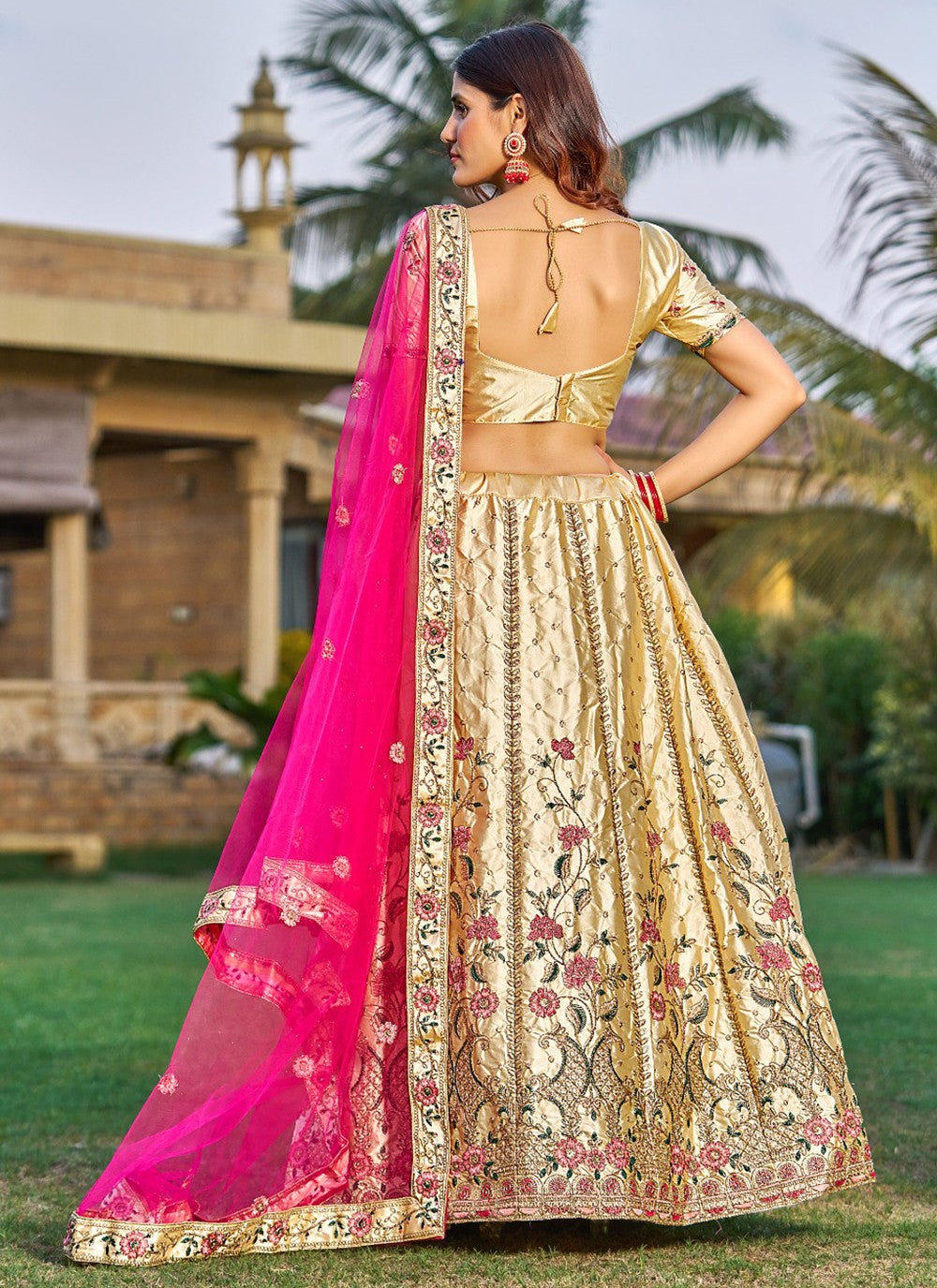 Embroidered Tafeta Silk A - Line Lehenga - L1049