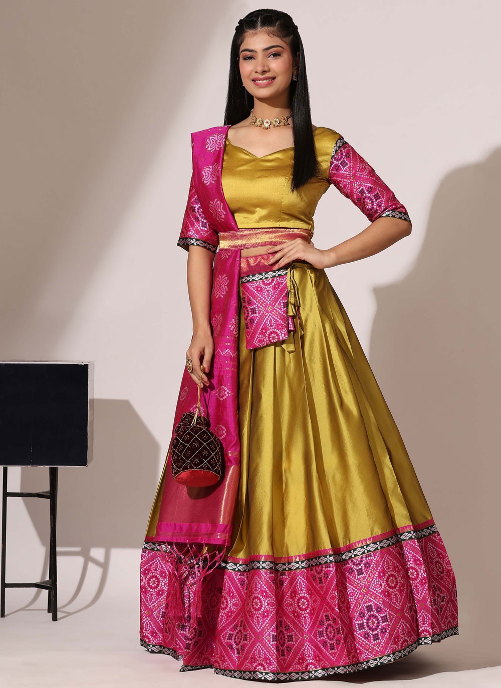 Weaving Zari Silk A - Line Lehenga - L2554