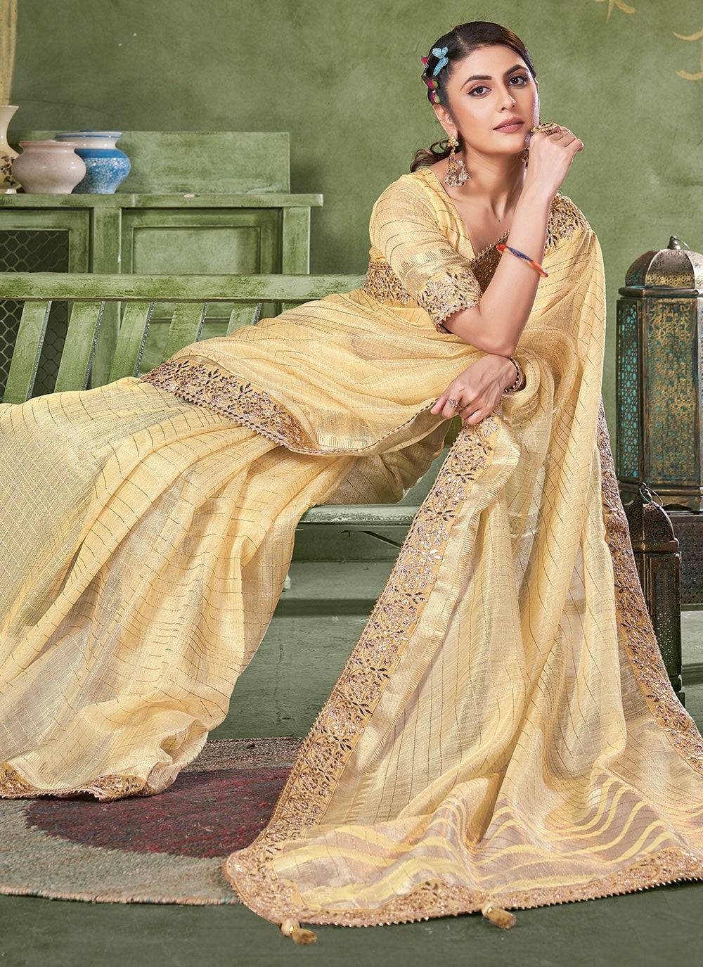 Classic Strips Banarasi Silk Saree - S6738