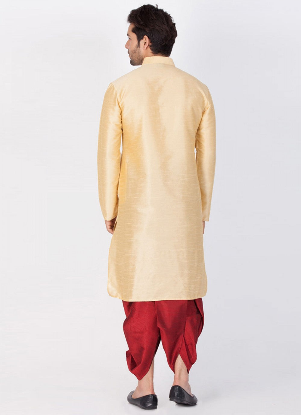 Plain Banarasi Silk Gold Dhoti Kurta - M1345