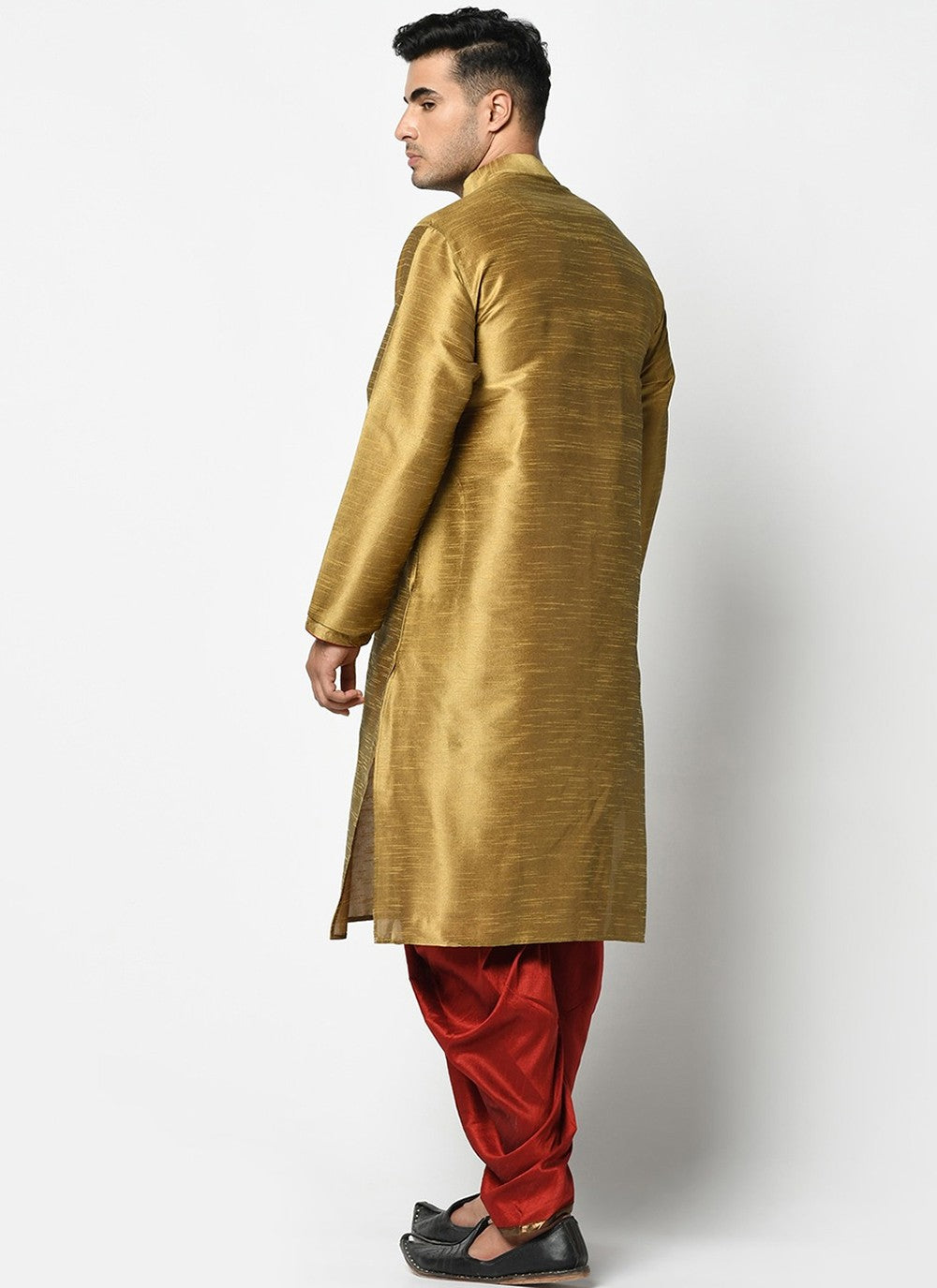 Buttons Dupion Silk Gold Dhoti Kurta - M2415