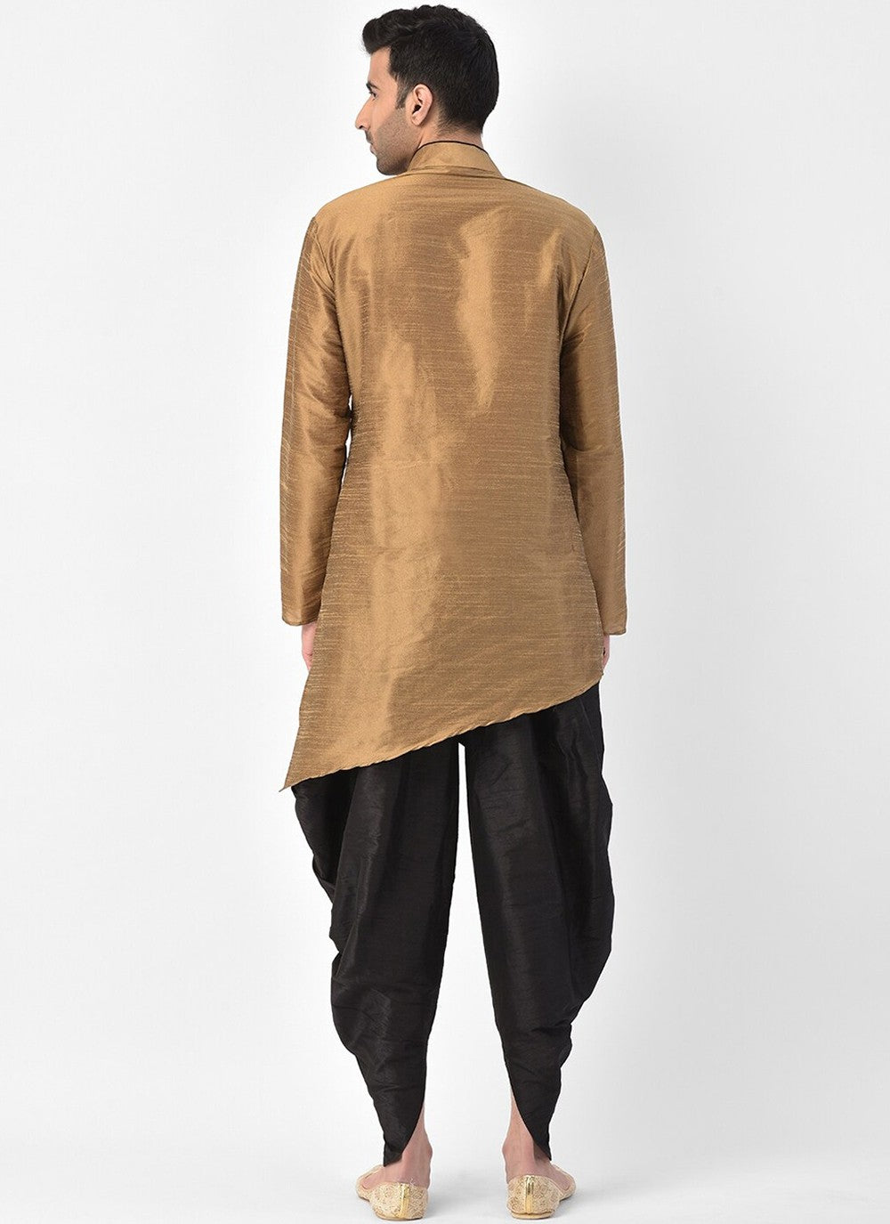 Plain Dupion Silk Gold Dhoti Kurta - M2395