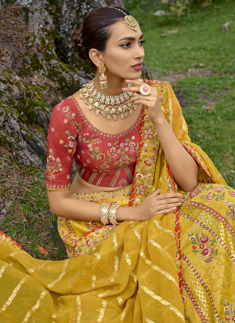 Embroidered Silk A - Line Lehenga - L1300