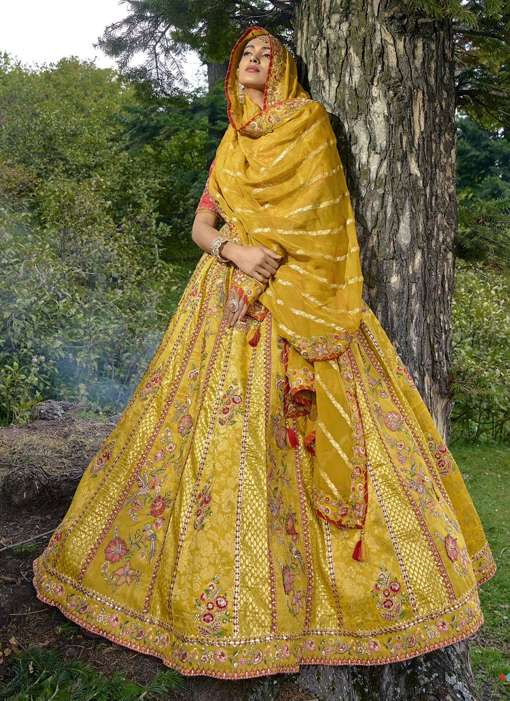 Embroidered Silk A - Line Lehenga - L1300