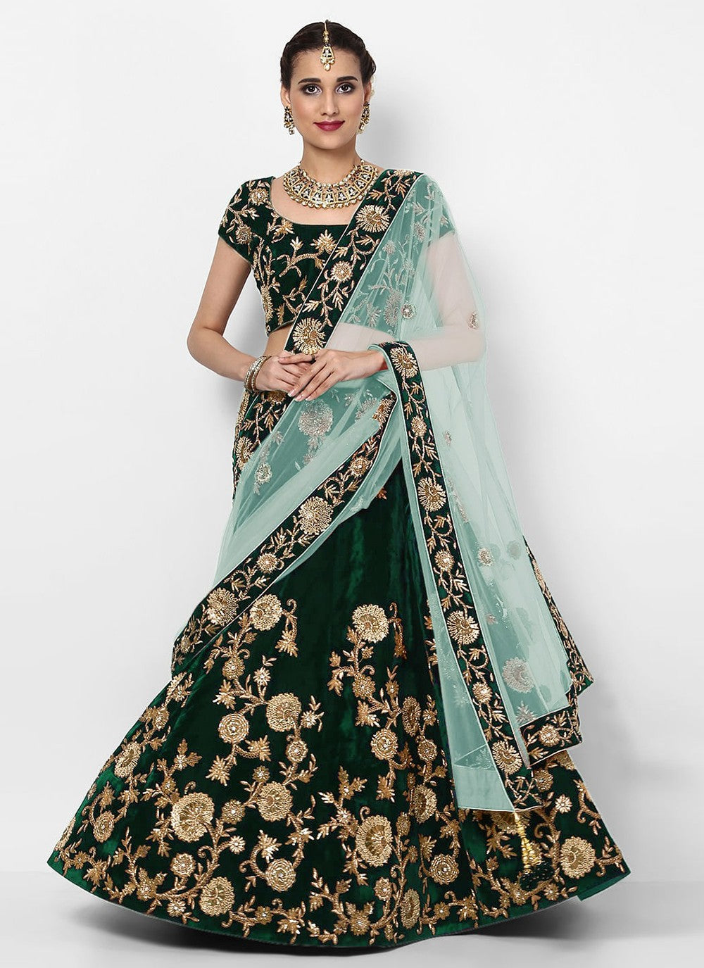 Embroidered Net A - Line Lehenga - L0214