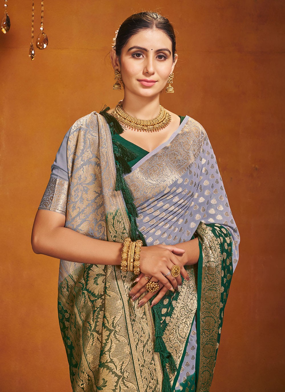 Trendy Weaving Zari Pure Georgette Saree - S4581