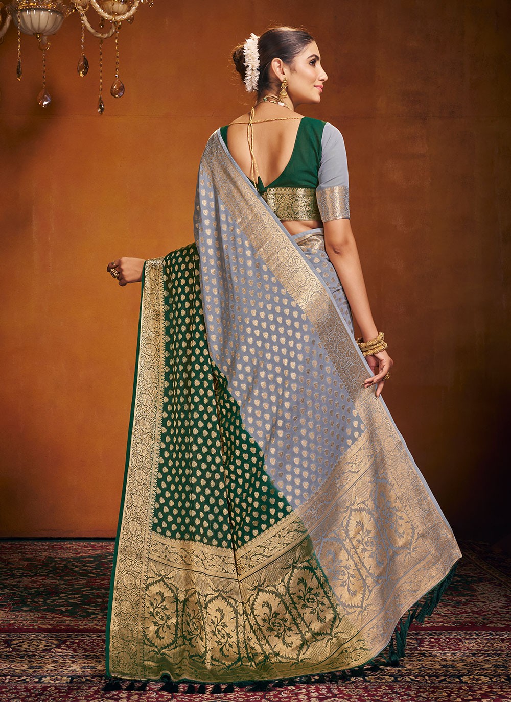 Trendy Weaving Zari Pure Georgette Saree - S4581