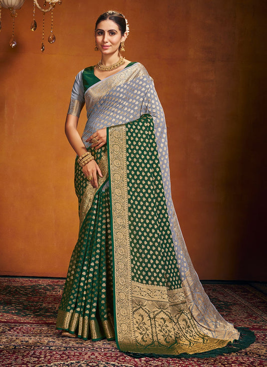 Trendy Weaving Zari Pure Georgette Saree - S4581