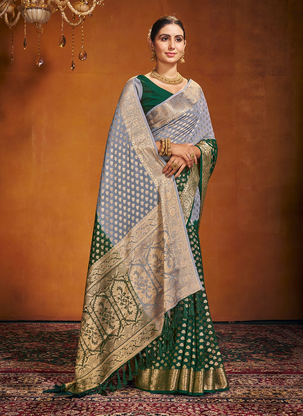 Trendy Weaving Zari Pure Georgette Saree - S4581