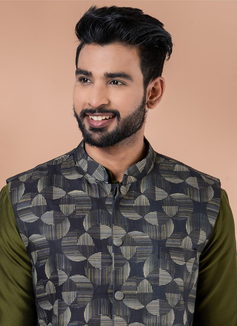 Plain Cotton , Viscose Green, Multi Colour Kurta Payjama With Jacket - M7745