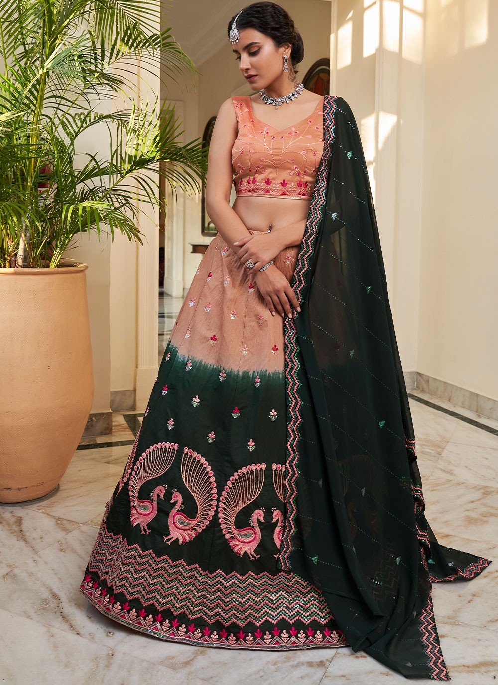 Embroidered Art Silk A - Line Lehenga - L0744