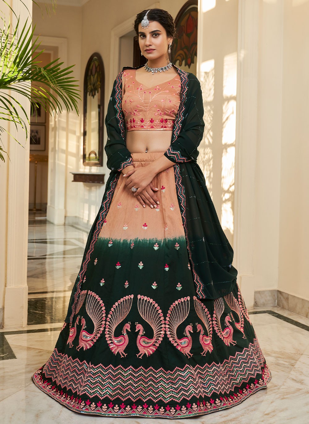 Embroidered Art Silk A - Line Lehenga - L0744