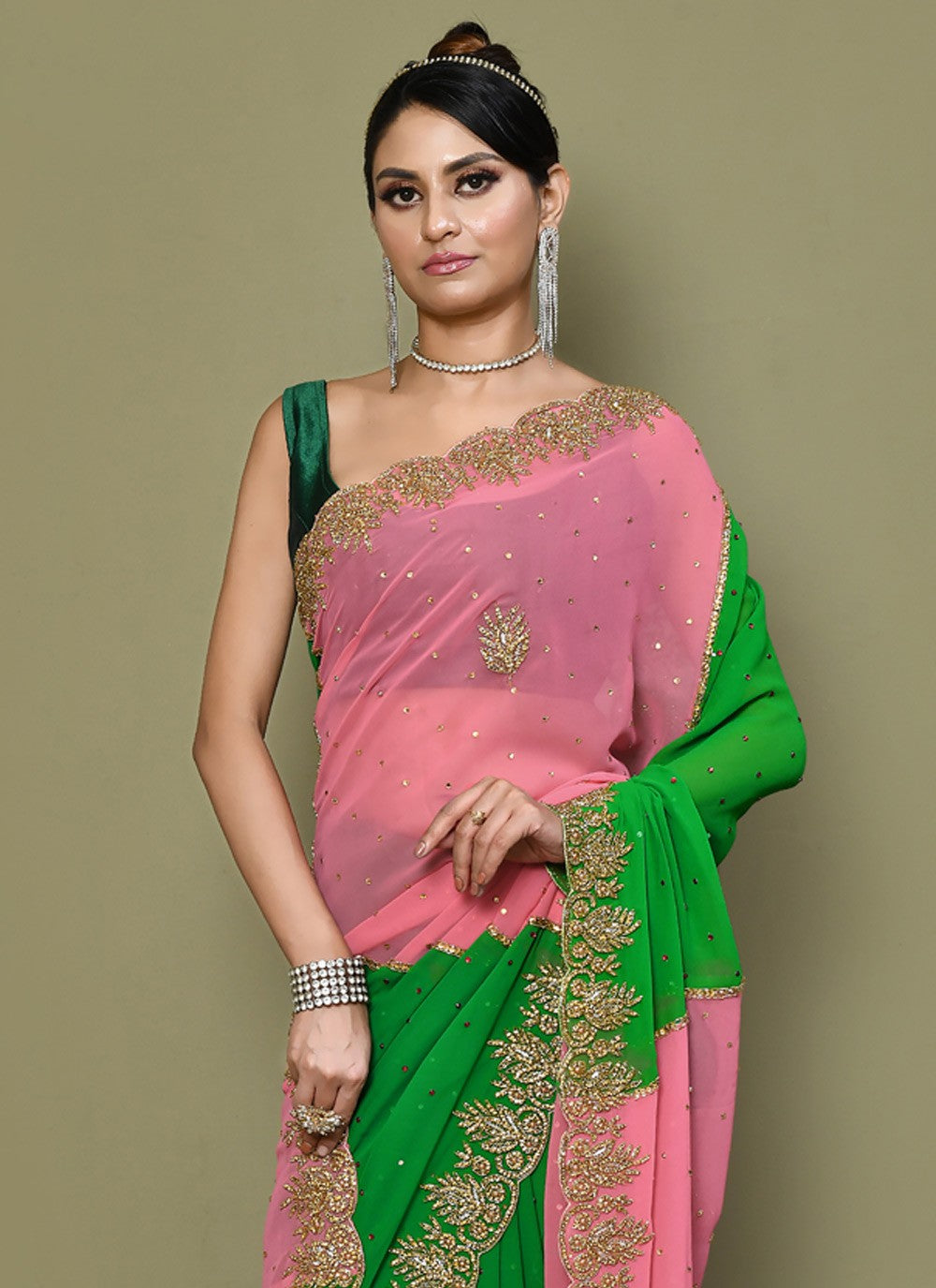 Classic Embroidered Georgette Saree - S3574