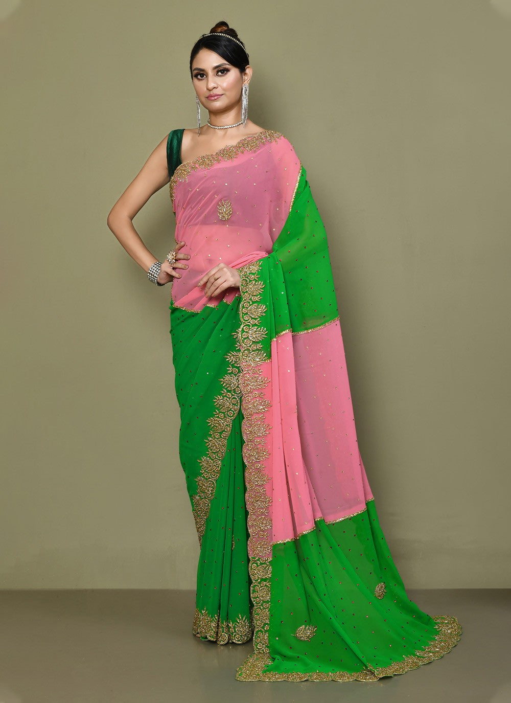 Classic Embroidered Georgette Saree - S3574