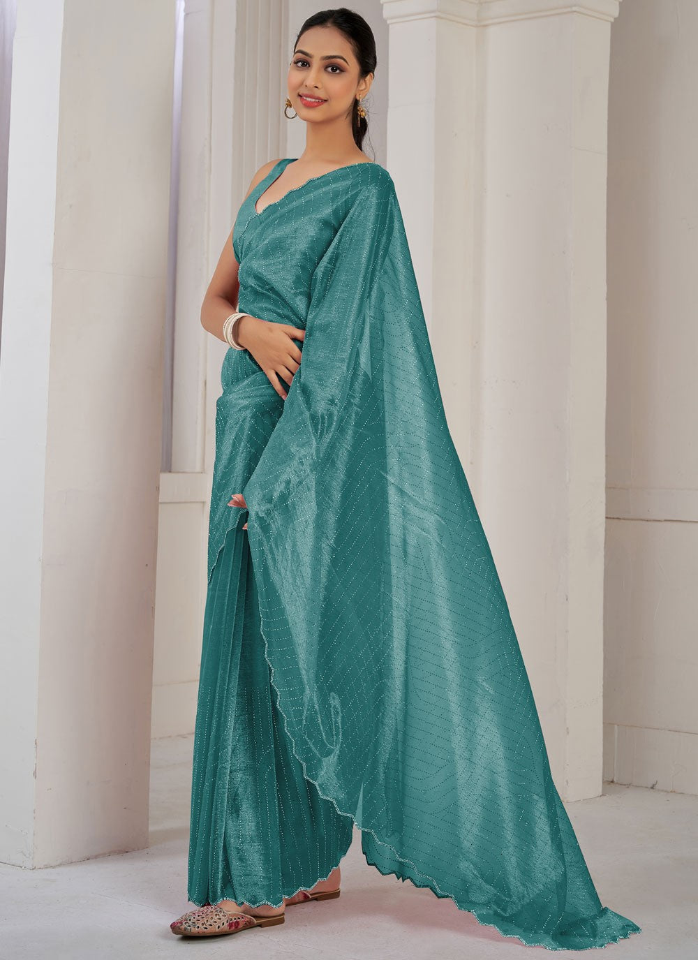 Classic Cutdana Net, Organza Saree - S10606