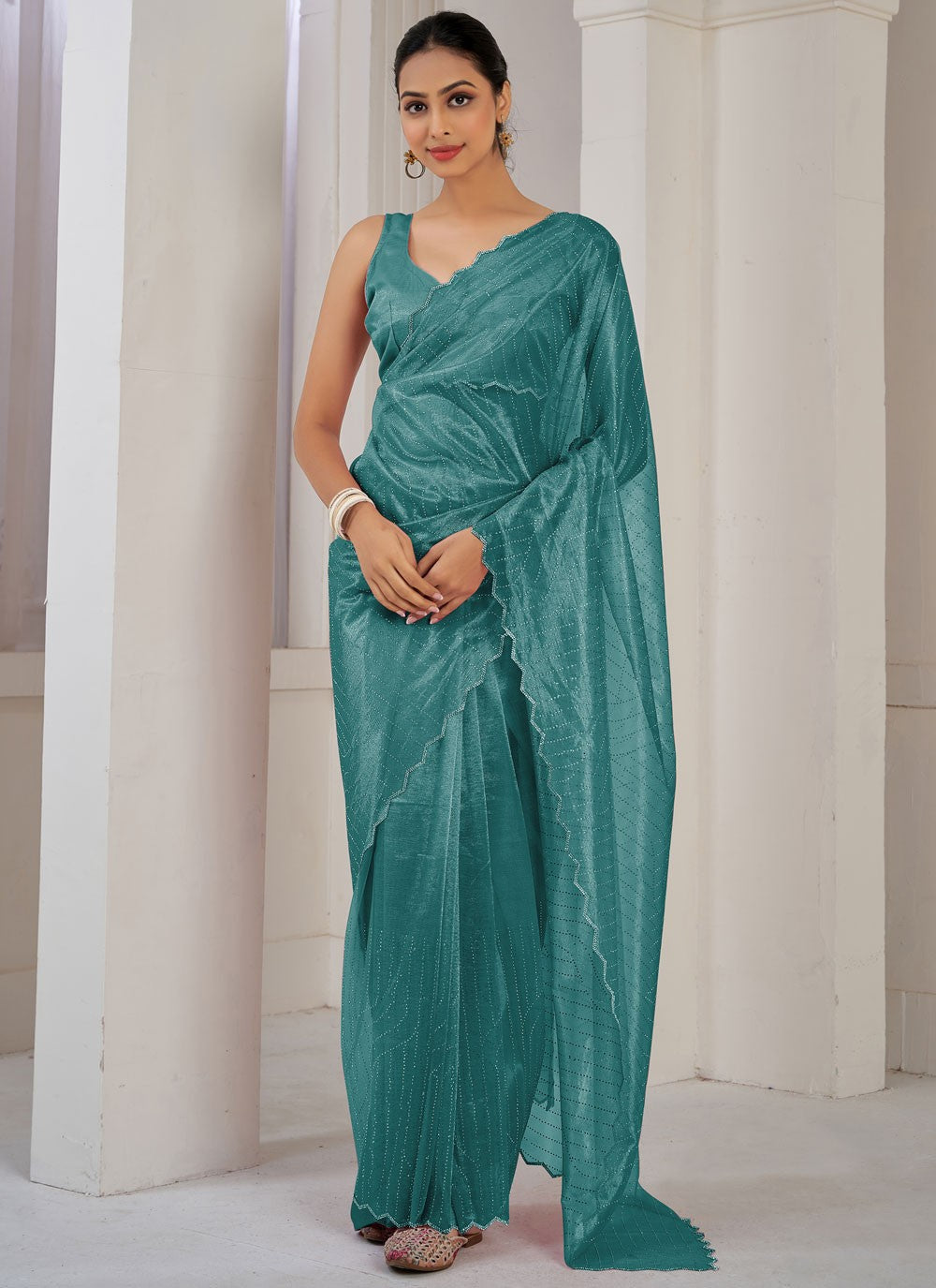 Classic Cutdana Net, Organza Saree - S10606