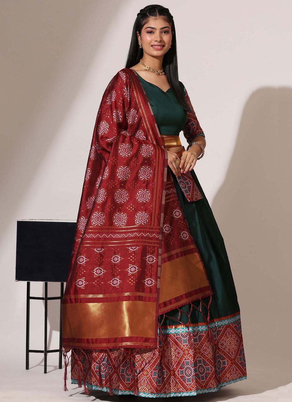 Weaving Zari Silk A - Line Lehenga - L2554