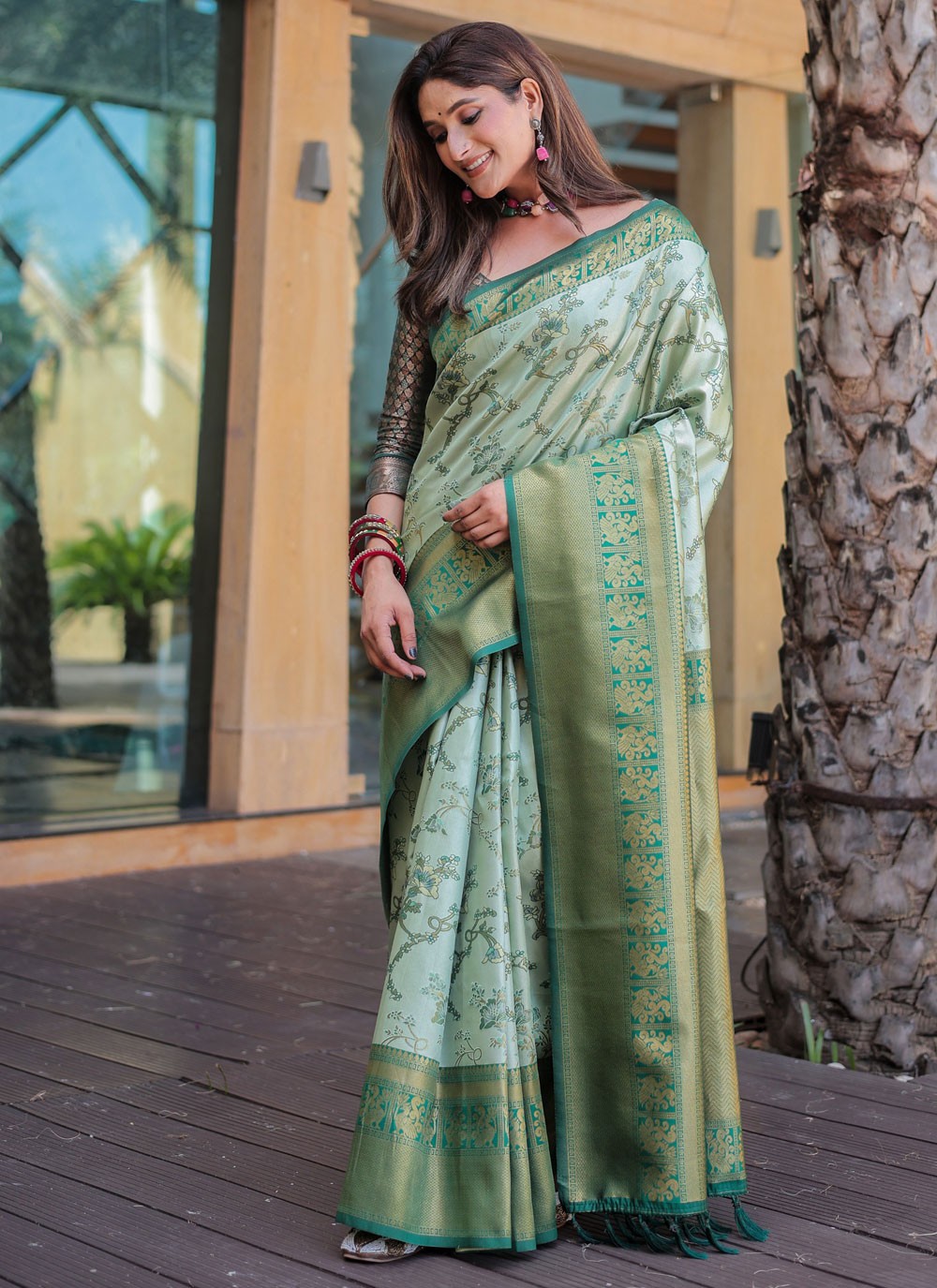 Woven, Zari Malbari Silk Saree - S12308