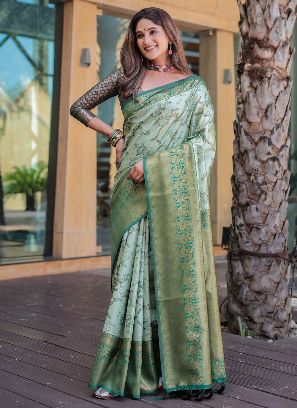 Woven, Zari Malbari Silk Saree - S12308