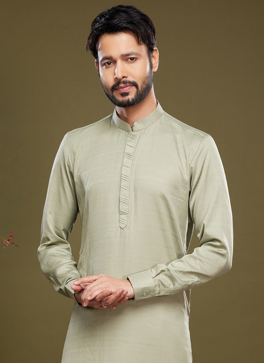 Thread Banarasi Silk Green Kurta Pyjama - M6049