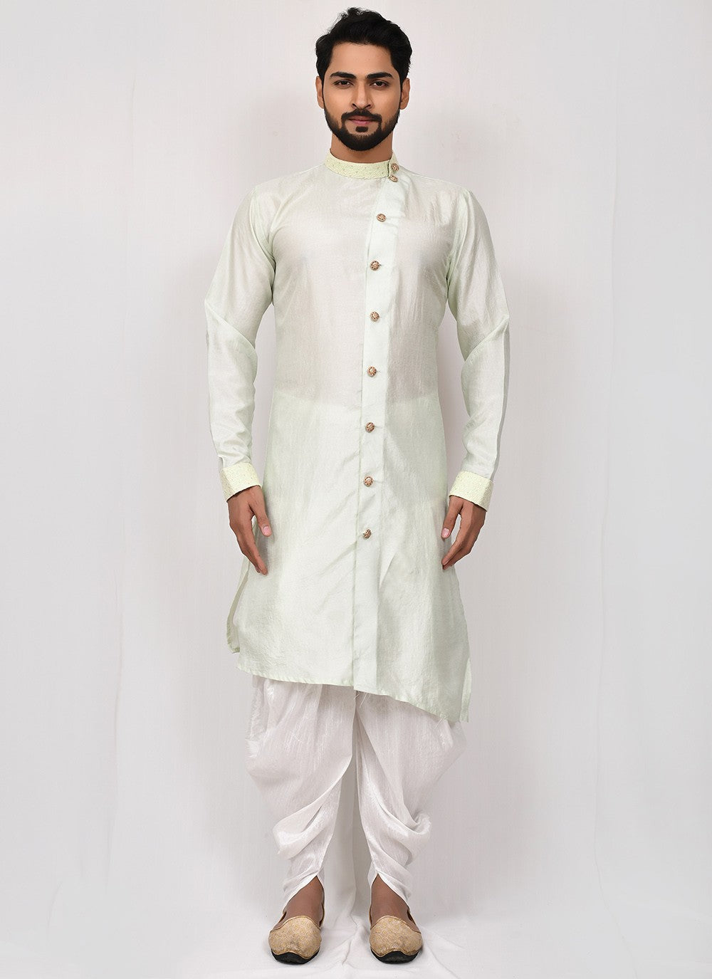 Buttons Art Silk Green Dhoti Kurta - M2520