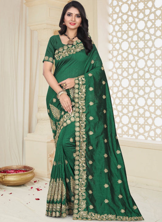 Traditional Embroidered Art Silk Saree - S0233