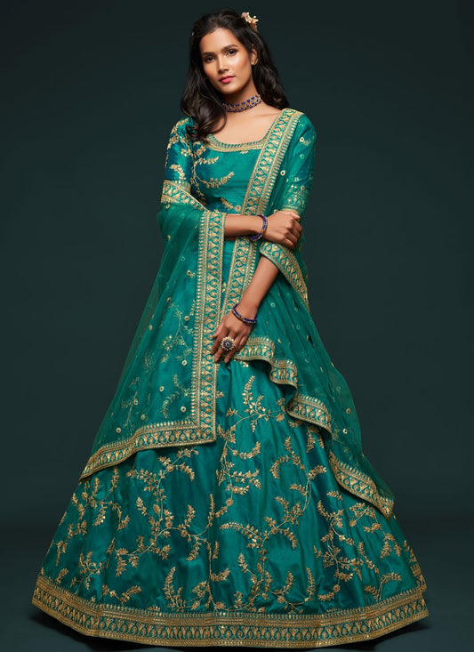 Embroidered Art Silk A - Line Lehenga - L0238