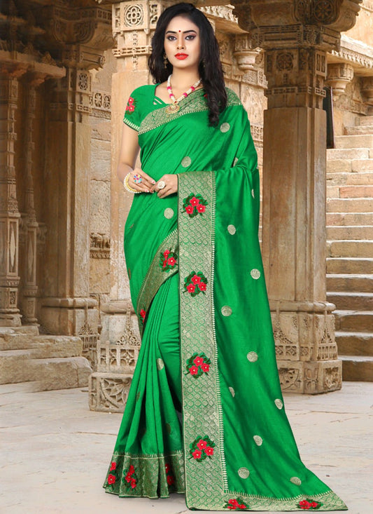 Traditional Embroidered Art Silk Saree - S0011