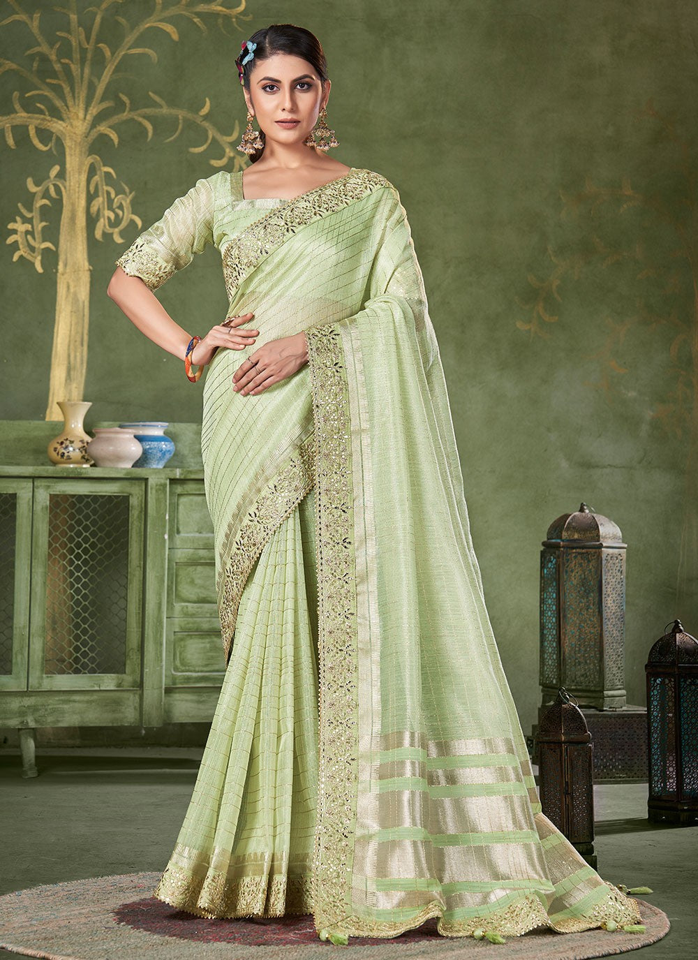 Classic Strips Banarasi Silk Saree - S6738