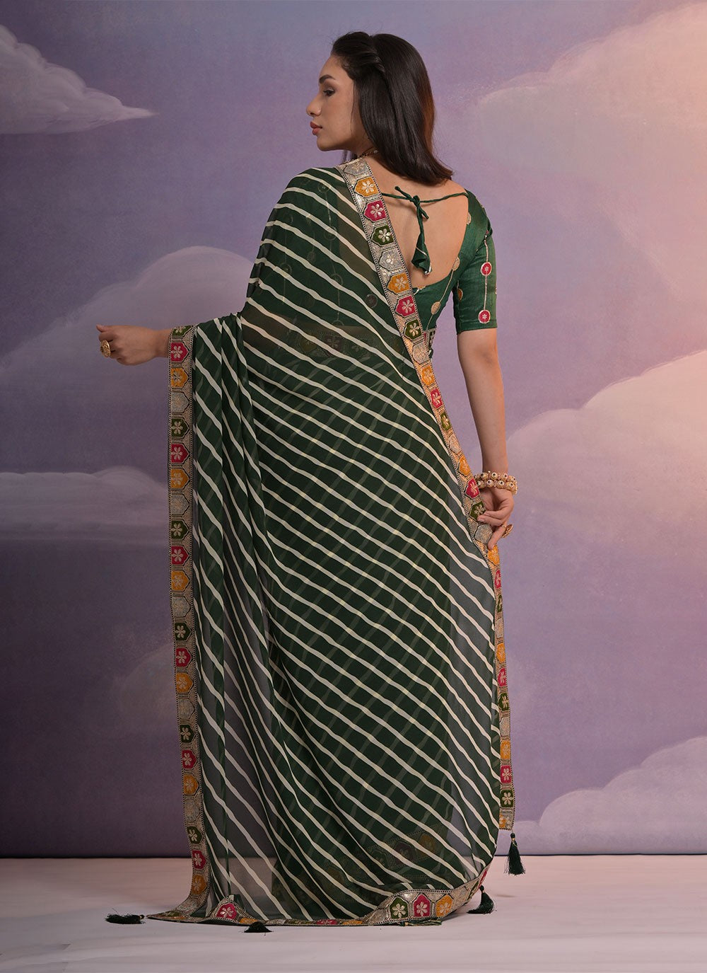 Trendy Border Work Georgette Saree - S4882