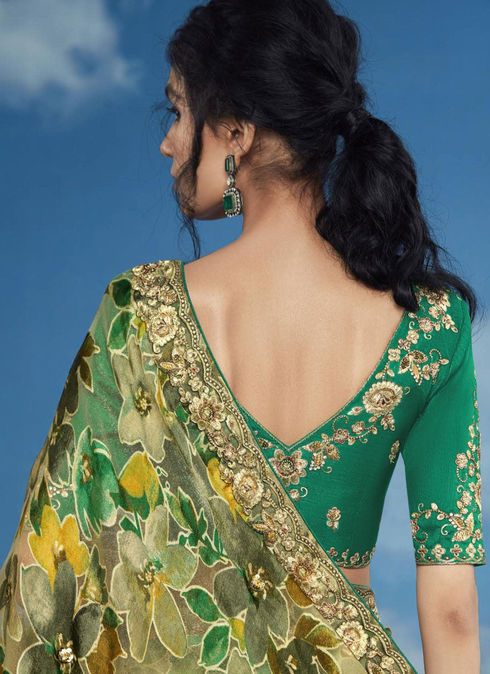 Classic Embroidered Brasso Saree - S8774