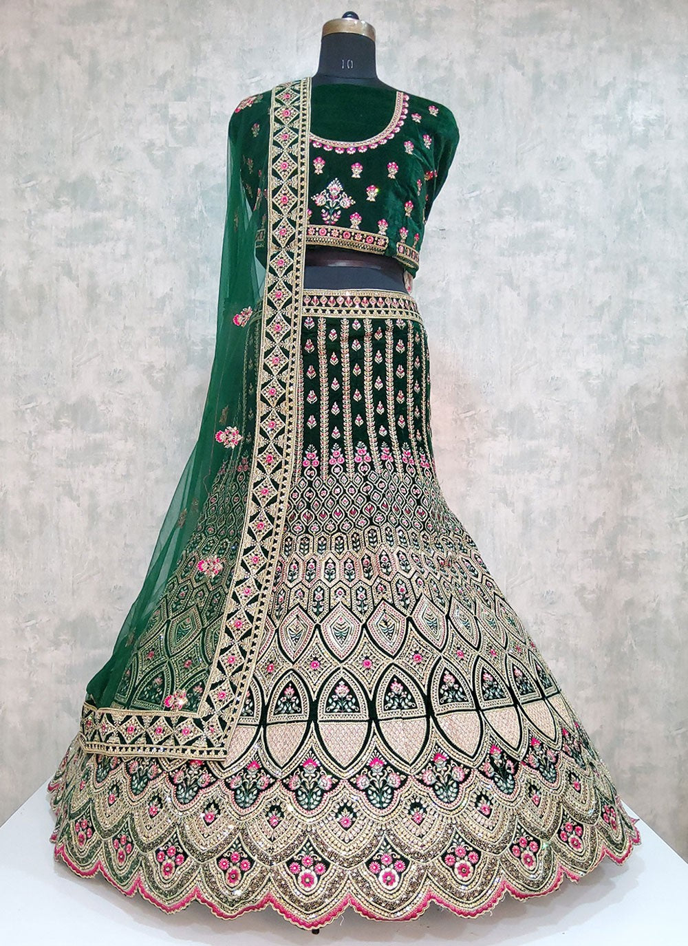 Embroidered Velvet A - Line Lehenga - L2026