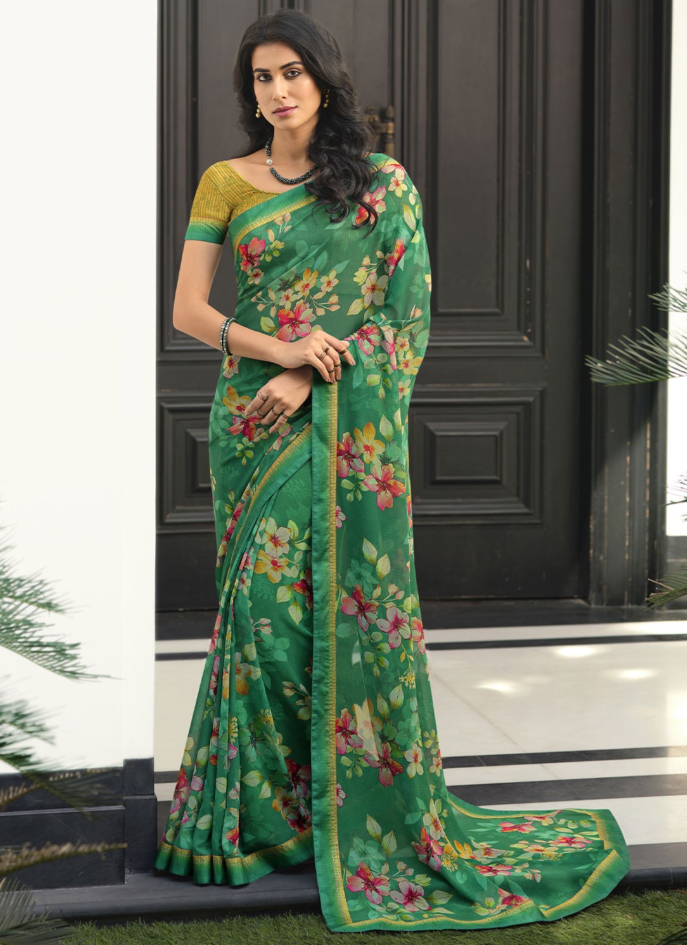 Traditional Lace Georgette Saree - S2868