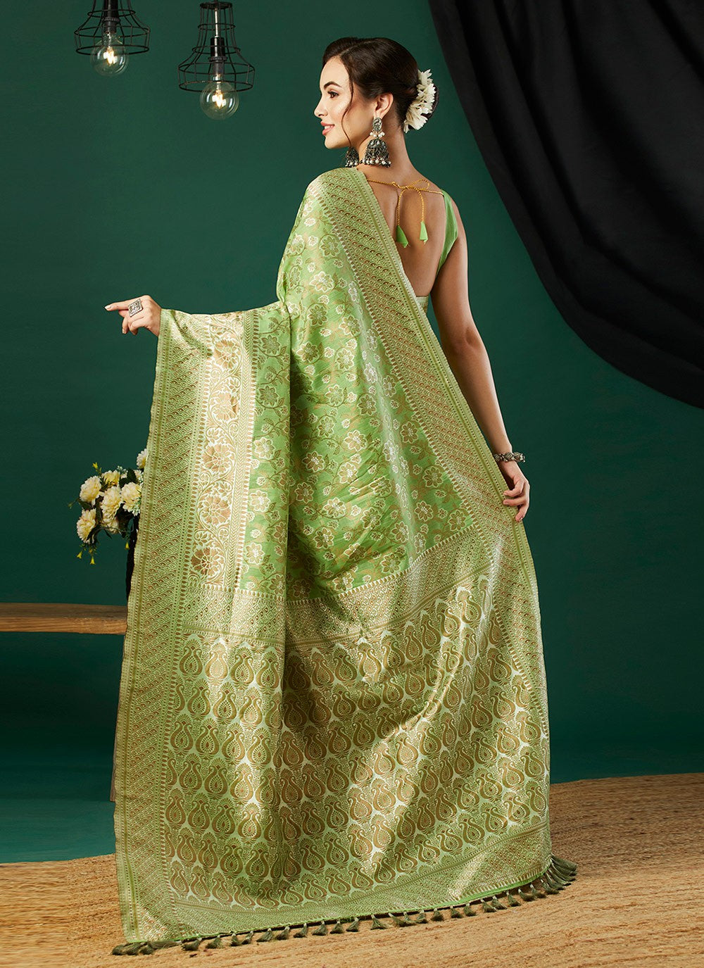 Casual Jacquard Work Linen Grey Saree - S11258