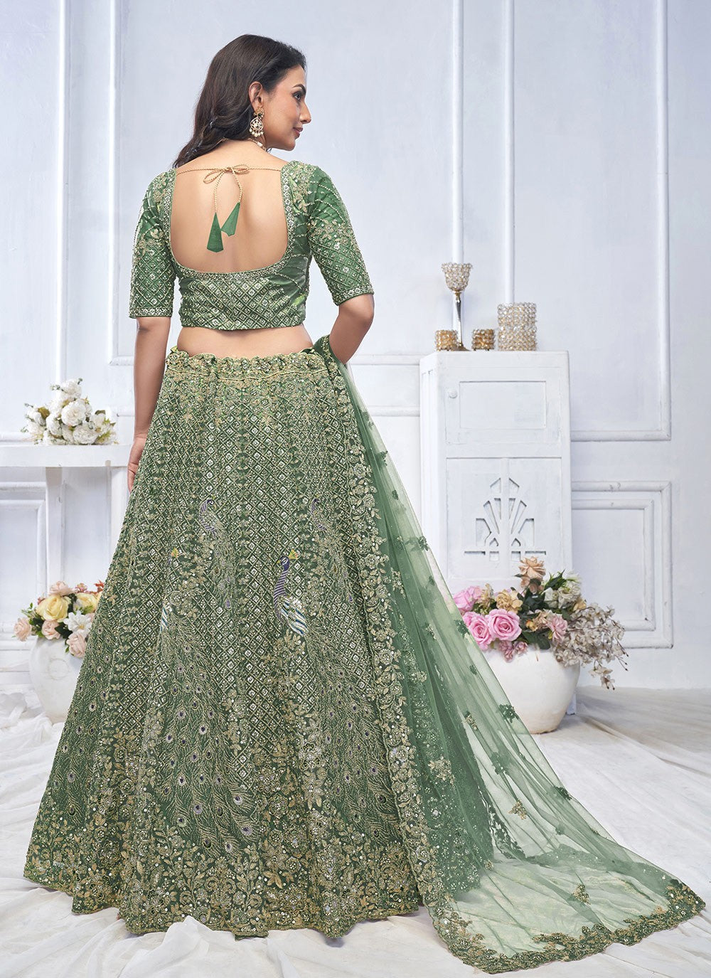 Embroidered Net A - Line Lehenga - L2762