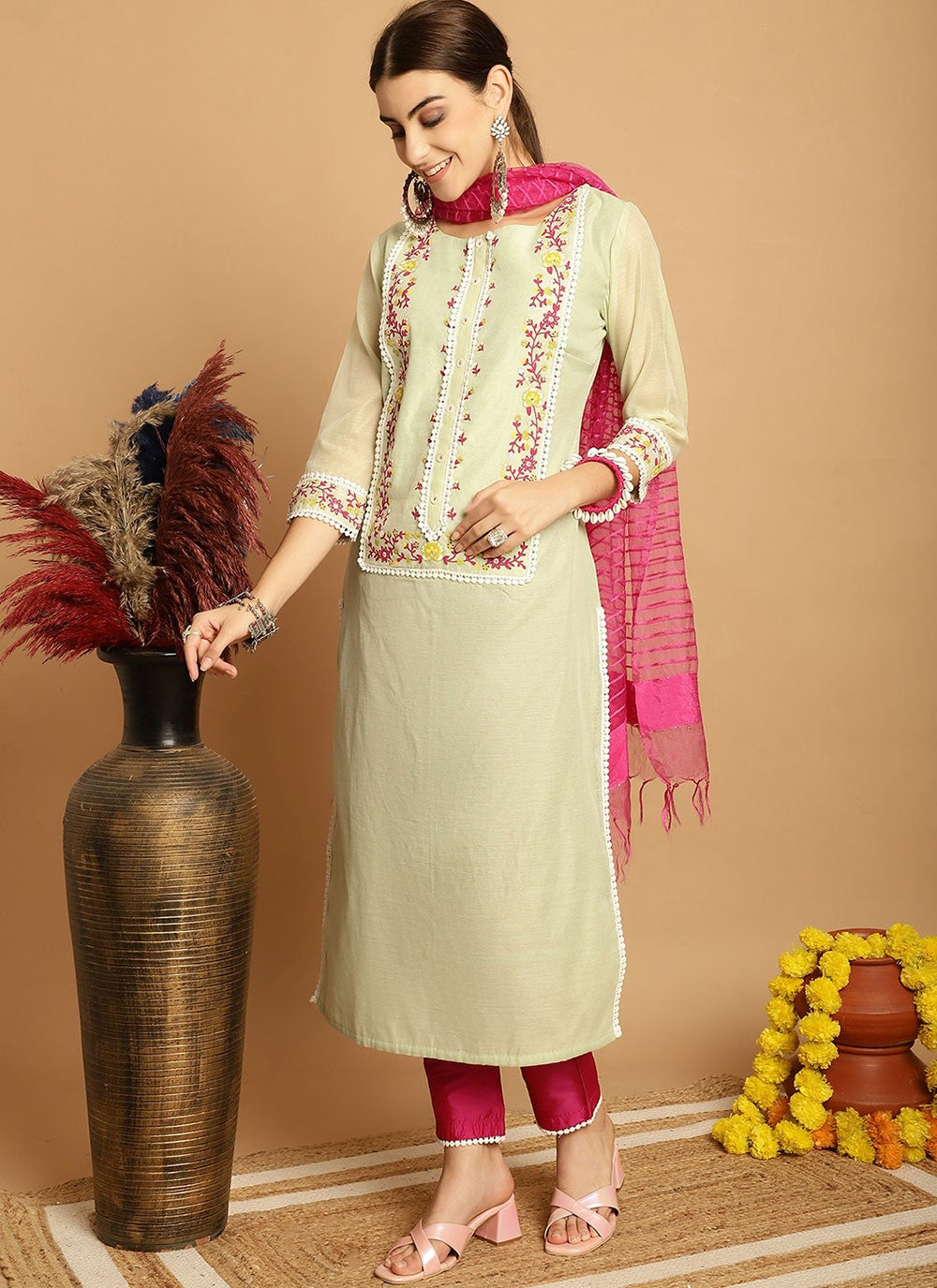 Chanderi Salwar Suit - T1907