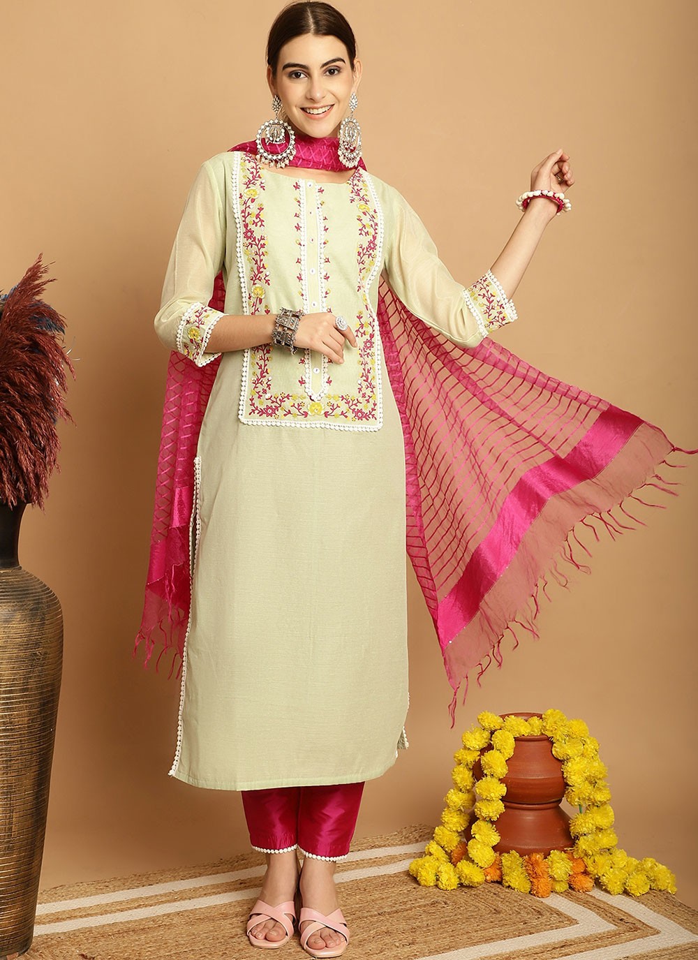 Chanderi Salwar Suit - T1907