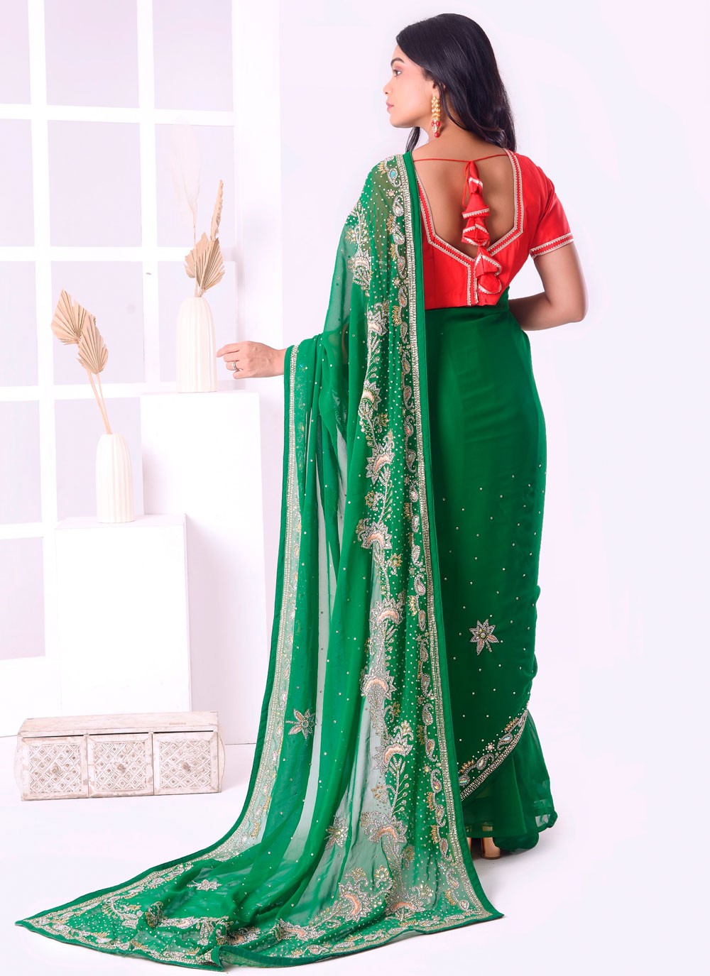 Classic Embroidered Georgette Saree - S7727