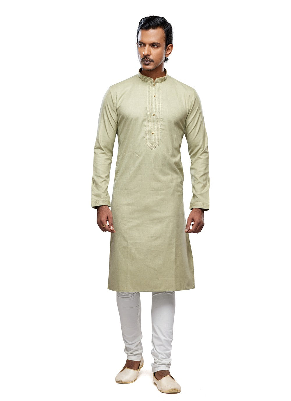 Plain Art Silk Green Kurta Pyjama - M6749