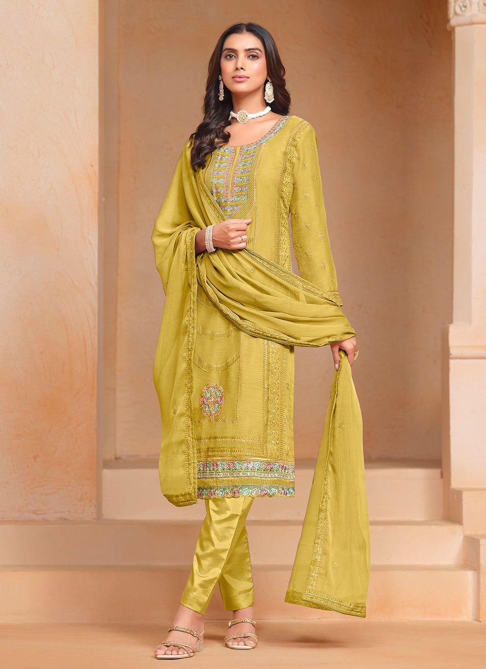 Chiffon, Organza Salwar Suit - T3598