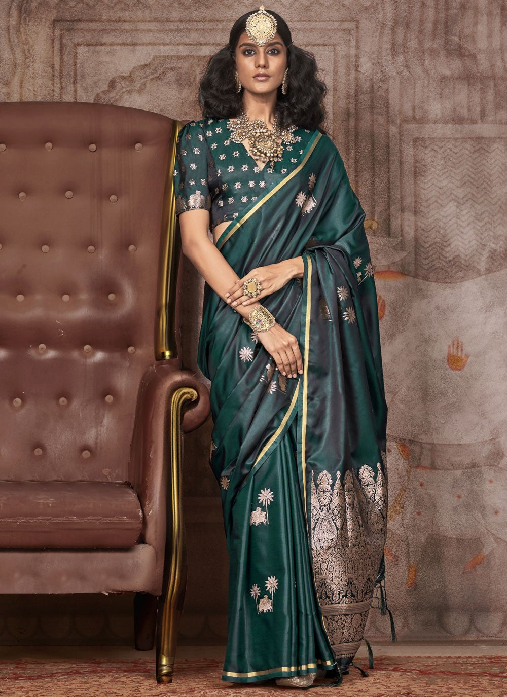 Classic Weaving Zari Satin Silk Saree - S9755