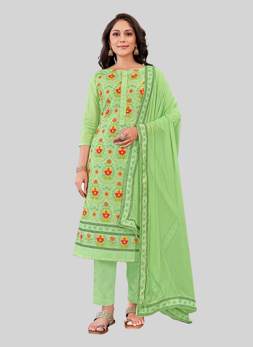 Chanderi Silk Pant Style Suit - T2500