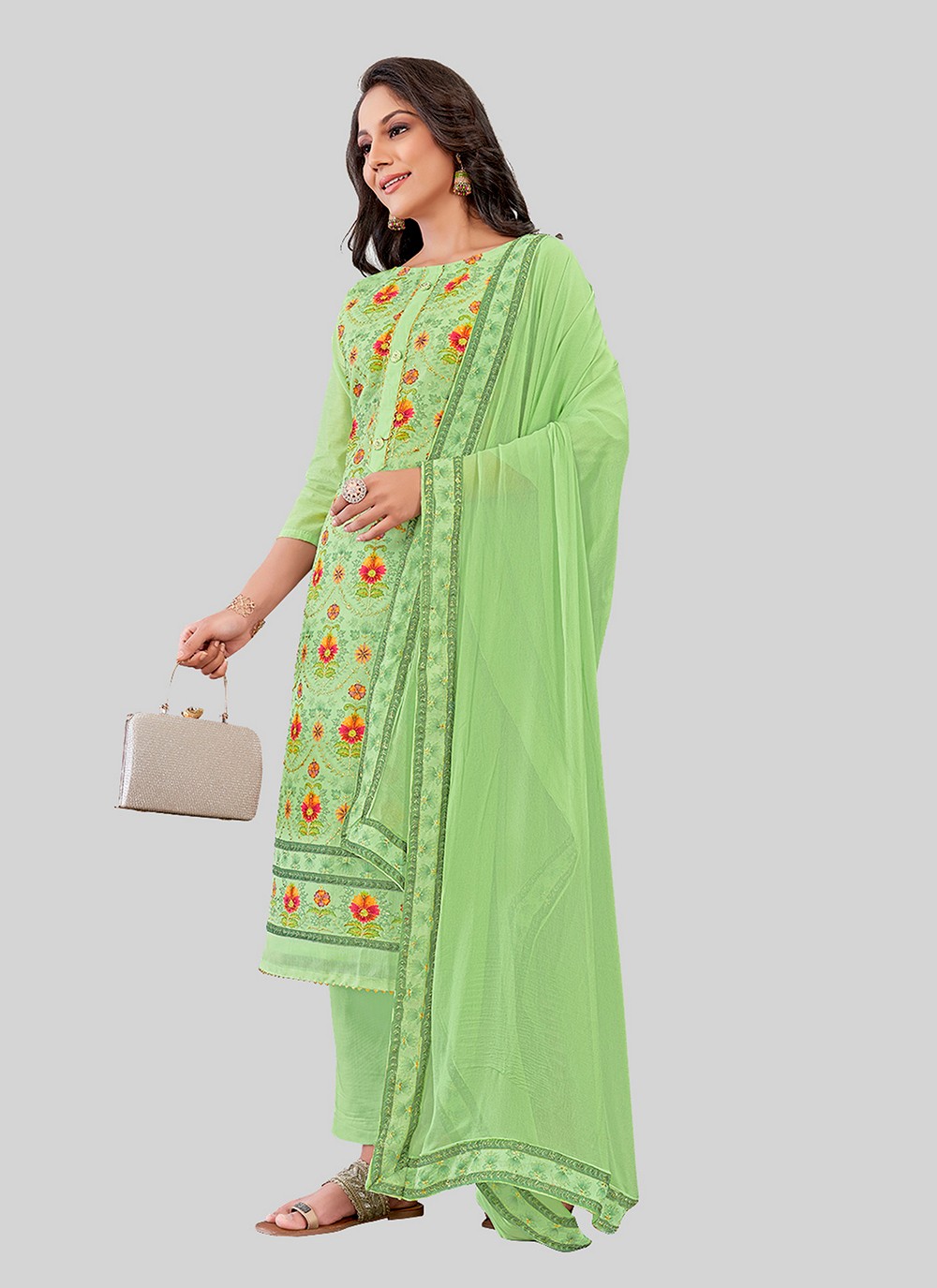 Chanderi Silk Pant Style Suit - T2500