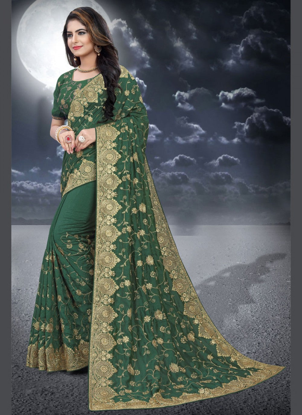 Classic Embroidered Silk Saree - S0282